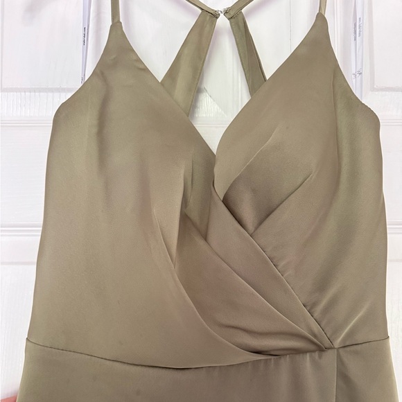 AW Bridal Bridesmaid Dress Moss / Sage Green with Slit Side size 6 Padded - Picture 3 of 12